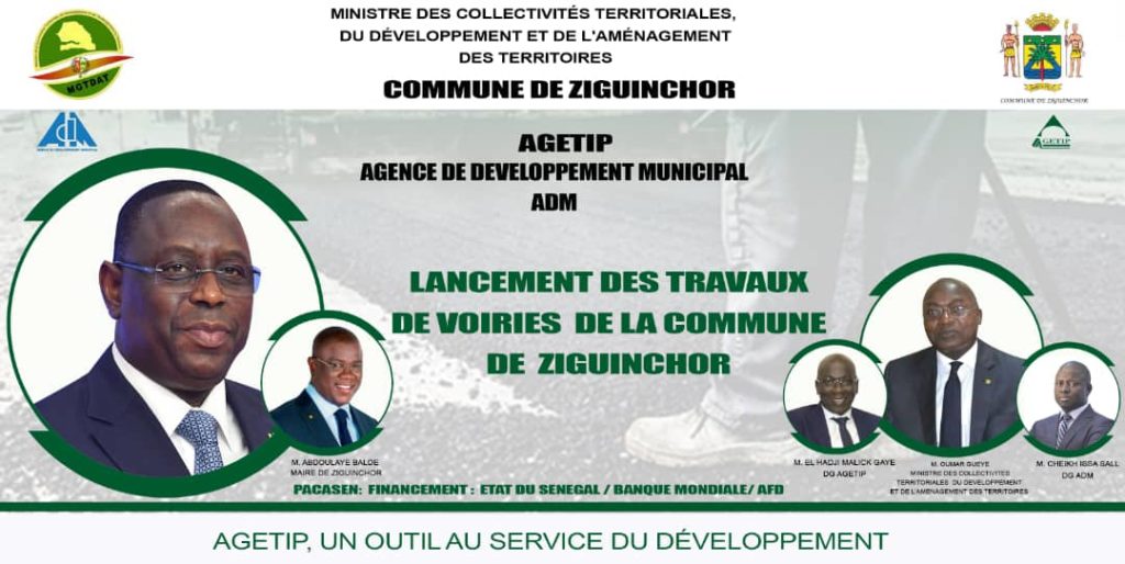 COMMUNIQUE: Lancement des travaux de voirie à Ziguinchor  sous la présidence effective de Monsieur Oumar GUEYE,  Ministre des Collectivités Territoriales, du Développement et de l’Aménagement des Territoires